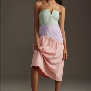 Maeve Colorblock Strapless Midi Dress